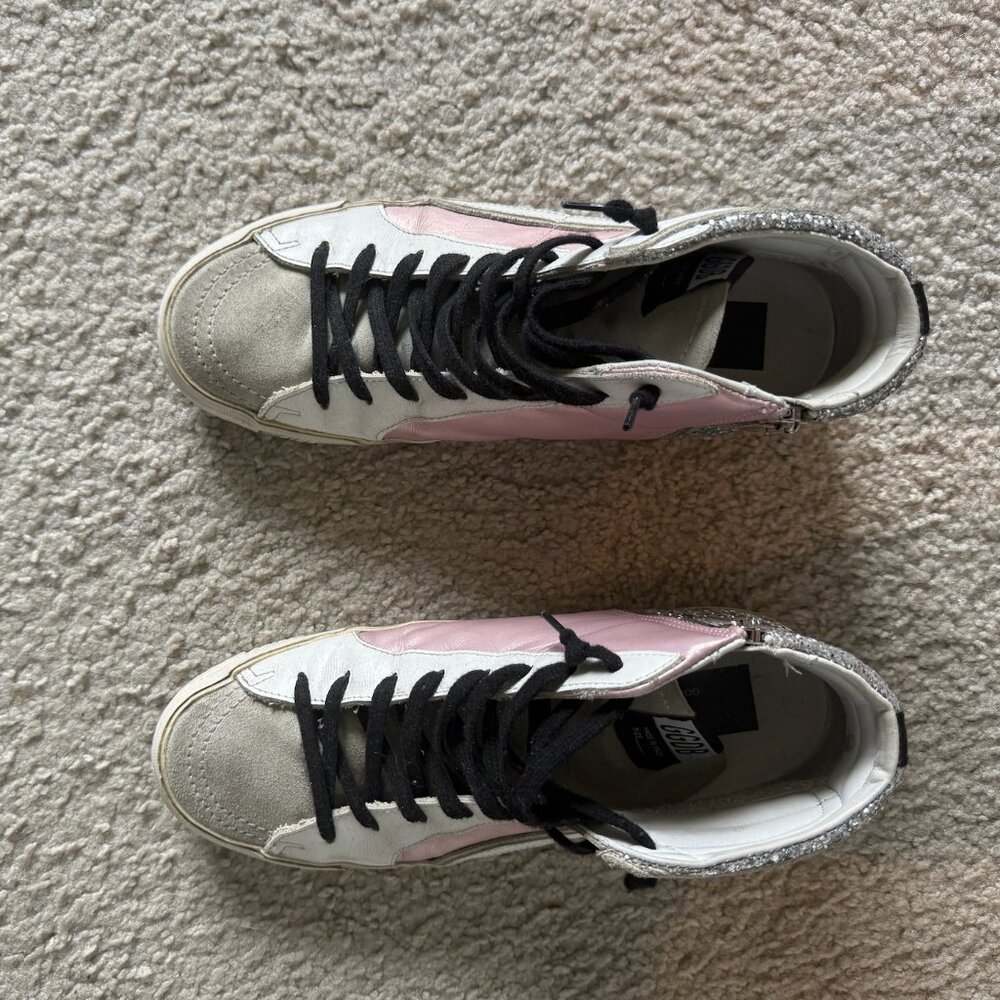Slide Sneaker Golden Goose, Salmon Pink, Silver, Ice, White & Black - Picture 8 of 11